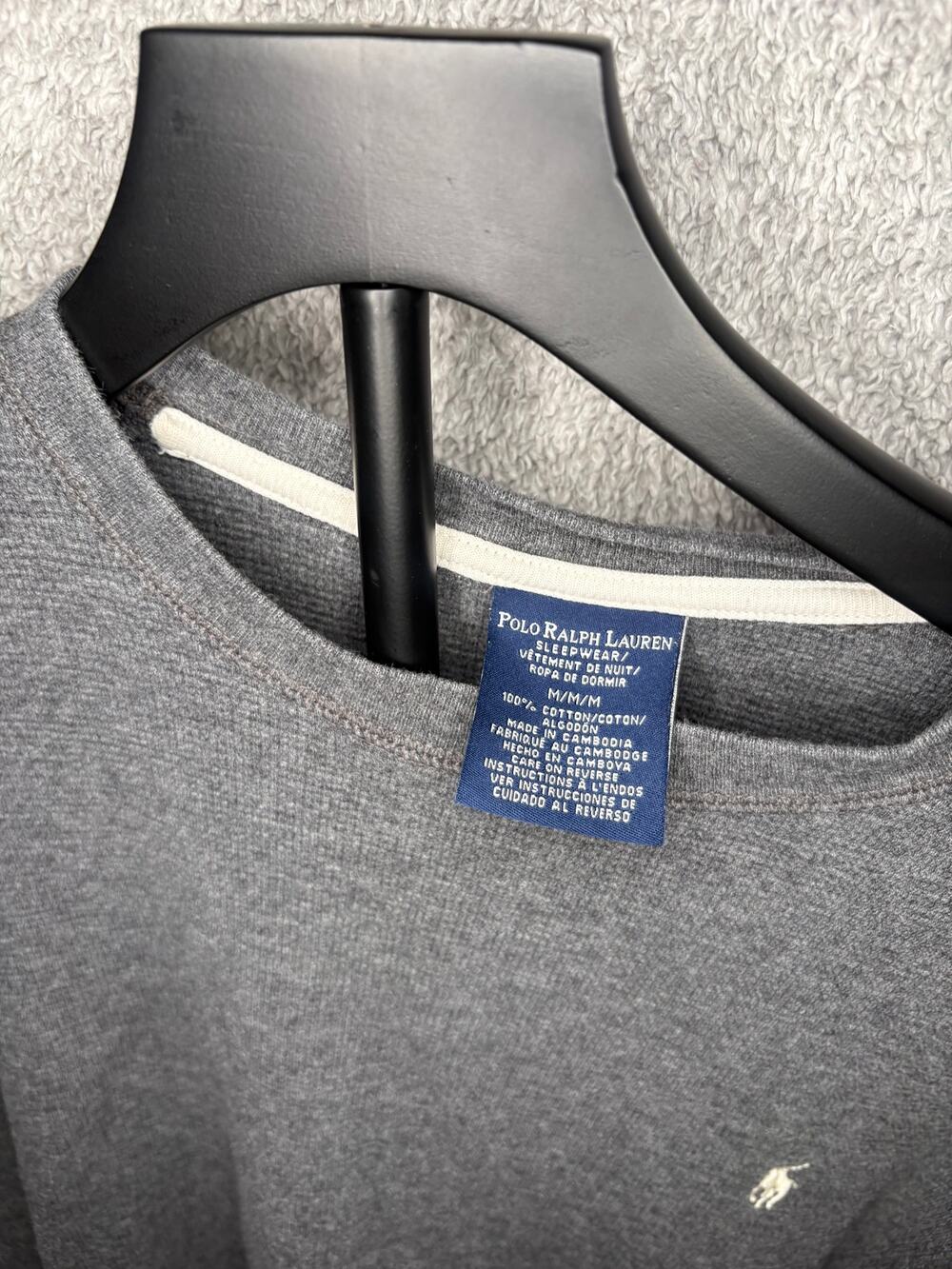 Polo Ralph Lauren Mens M Gray Waffle Thermal Sleep Shirt